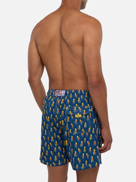 Herren-Badeshorts aus leichtem Stoff mit Skater-Bart-Aufdruck | DIE SIMPSONS-SONDERAUSGABE