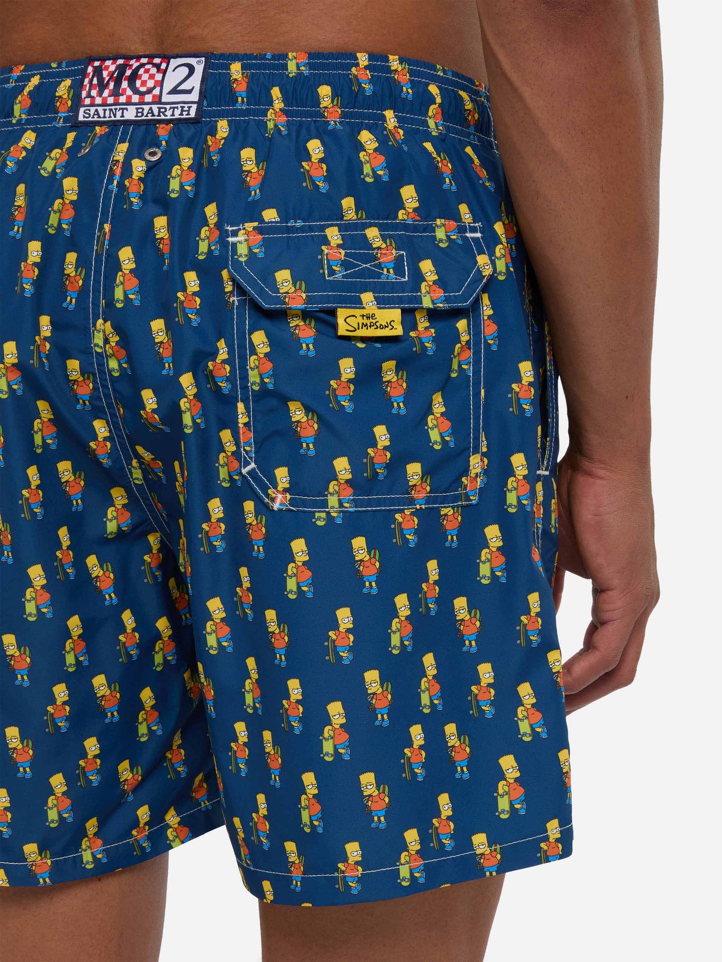 Herren-Badeshorts aus leichtem Stoff mit Skater-Bart-Aufdruck | DIE SIMPSONS-SONDERAUSGABE