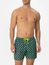 Herren-Badeshorts aus leichtem Stoff mit Fisch- und Oktopus-Print