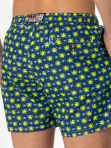 Man light fabric swim shorts with fish and octopus print