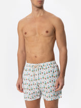 Man light fabric swim shorts with Portofino gin print | PORTOFINO DRY GIN SPECIAL EDITION