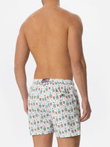 Man light fabric swim shorts with Portofino gin print | PORTOFINO DRY GIN SPECIAL EDITION