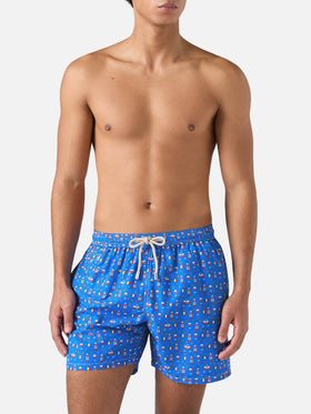 Lightweight fabric swim shorts Lighting with wine print