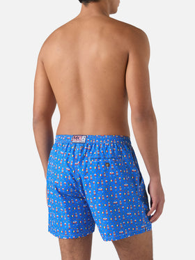 Lightweight fabric swim shorts Lighting with wine print