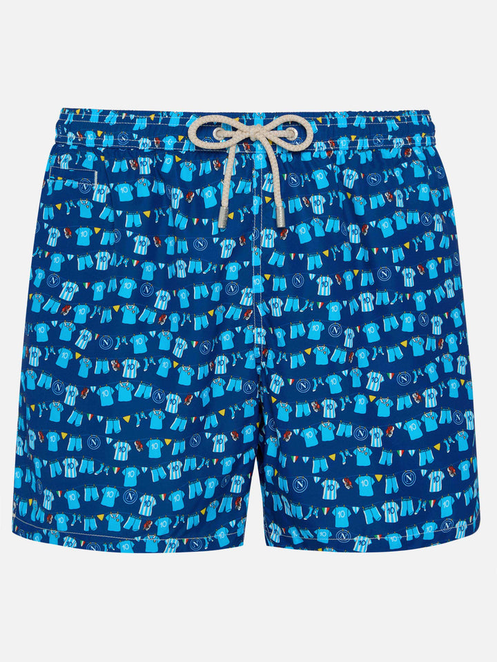 Navy blue Lighting Micro Fantasy swim shorts with SSC Napoli Balconi print | SSC NAPOLI SPECIAL EDITION
