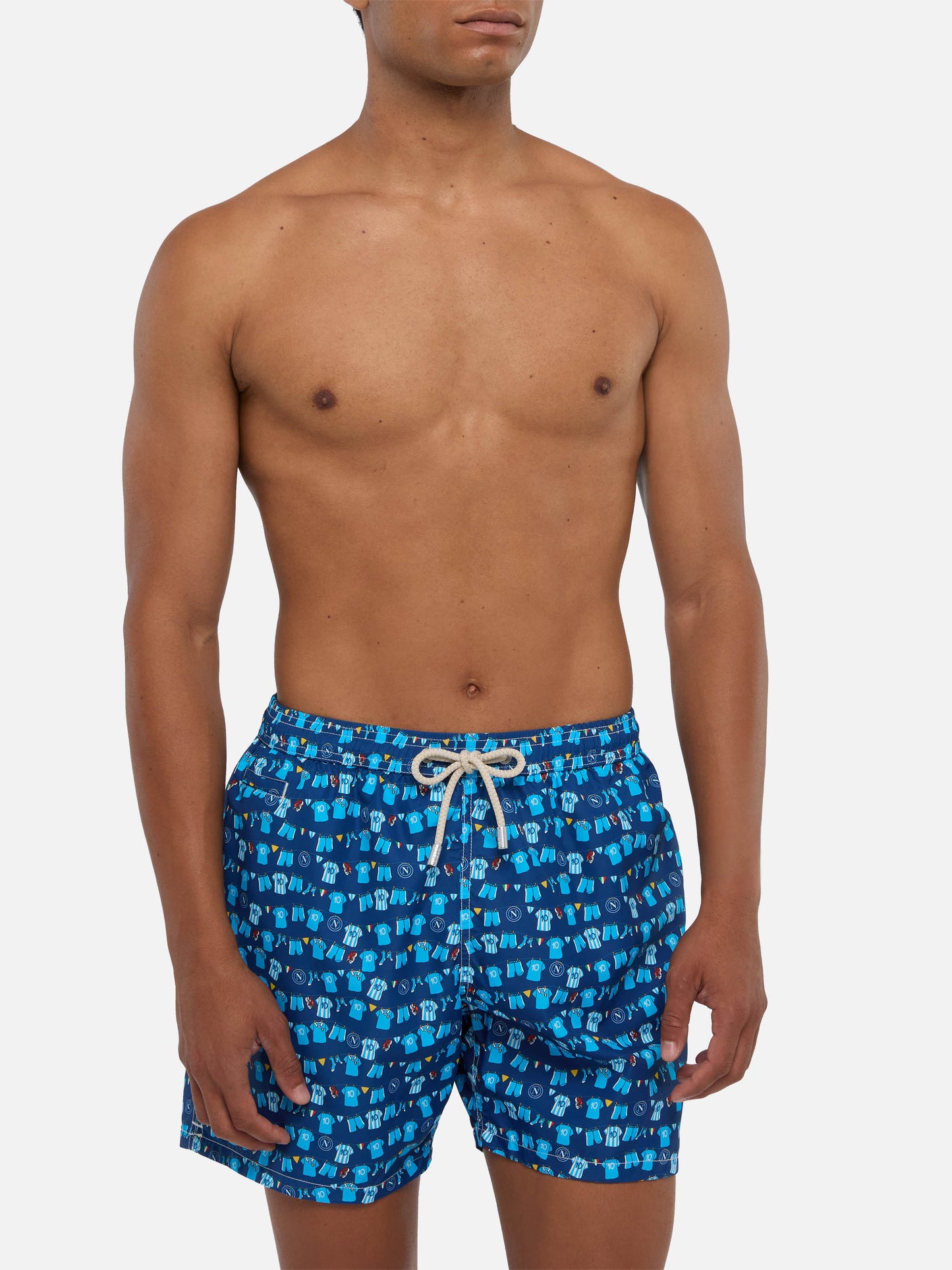 Navy blue Lighting Micro Fantasy swim shorts with SSC Napoli Balconi print | SSC NAPOLI SPECIAL EDITION
