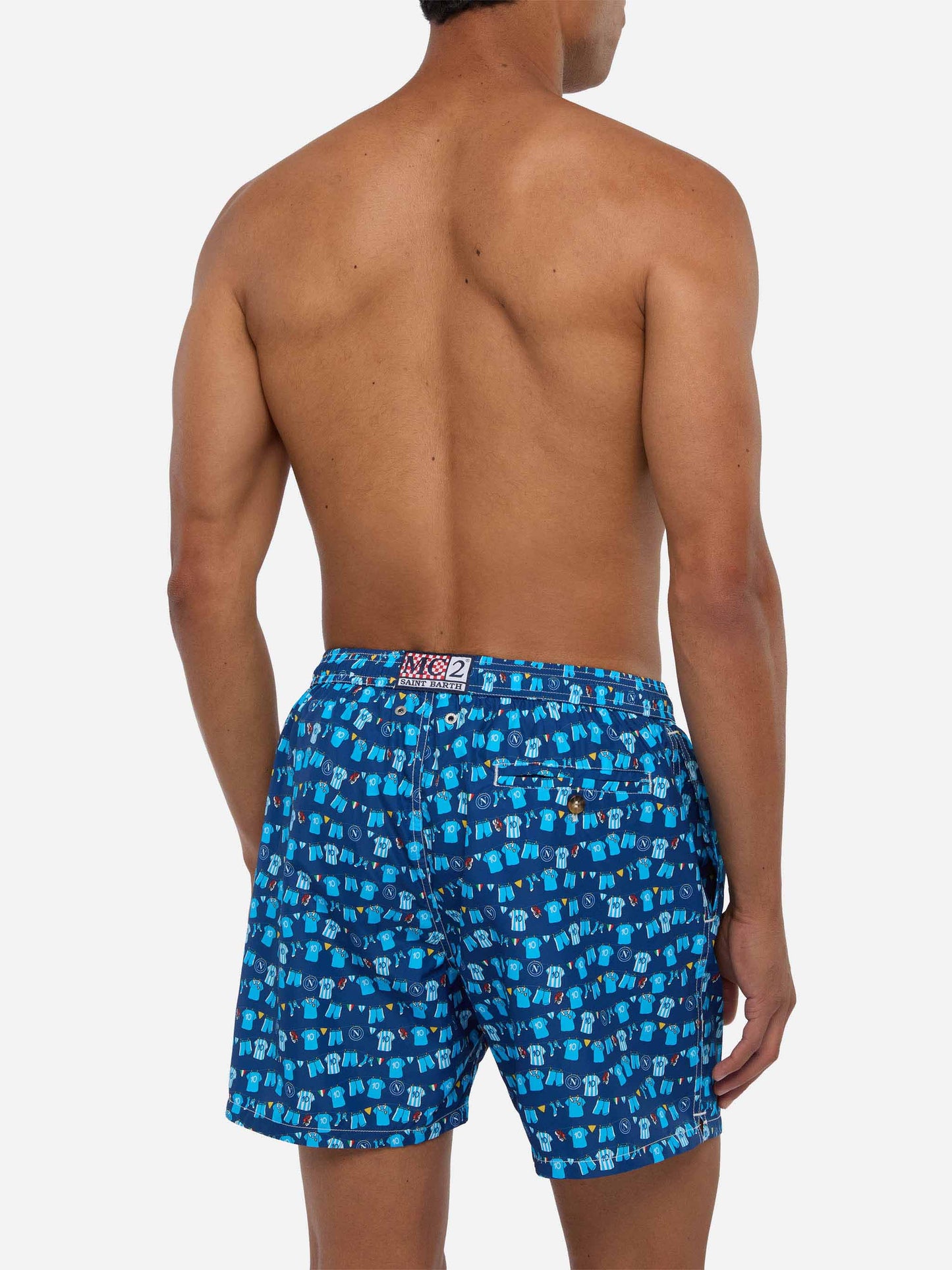 Navy blue Lighting Micro Fantasy swim shorts with SSC Napoli Balconi print | SSC NAPOLI SPECIAL EDITION