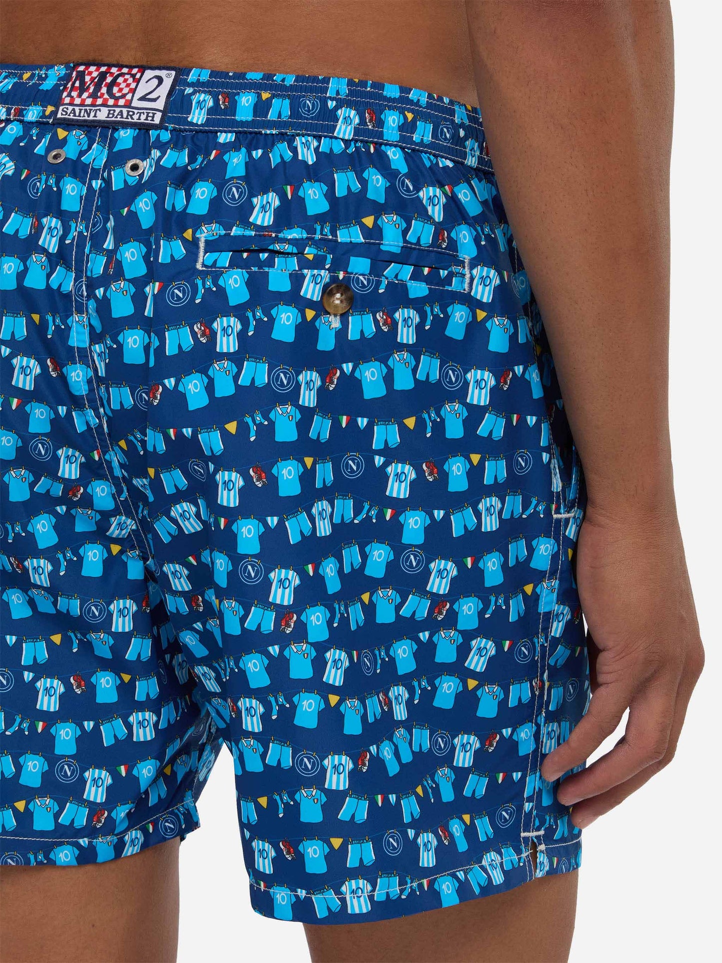 Navy blue Lighting Micro Fantasy swim shorts with SSC Napoli Balconi print | SSC NAPOLI SPECIAL EDITION