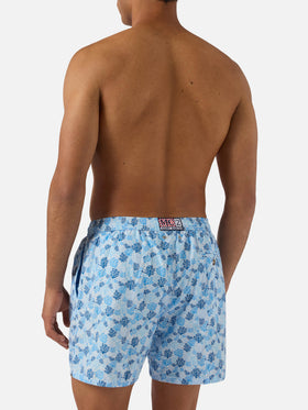 Light blue Lighting Micro swim shorts with reef all-over print