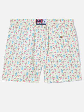White Lighting Micro swim shorts with cosmo all-over print
