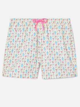 White Lighting Micro swim shorts with cosmo all-over print