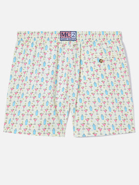 White Lighting Micro swim shorts with cosmo all-over print