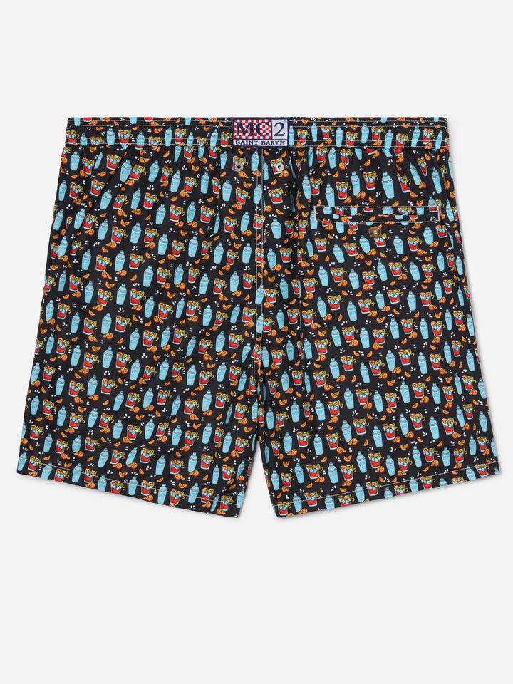 Black Lighting Micro swim shorts with negroni all-over print