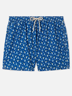 Navy Lighting Micro swim shorts with sexy gin all-over print