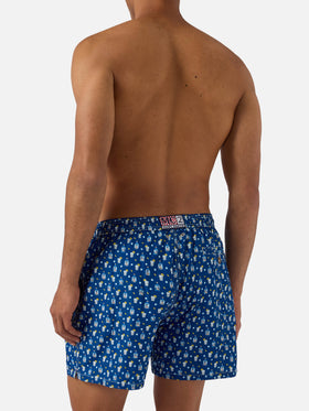Navy Lighting Micro swim shorts with sexy gin all-over print