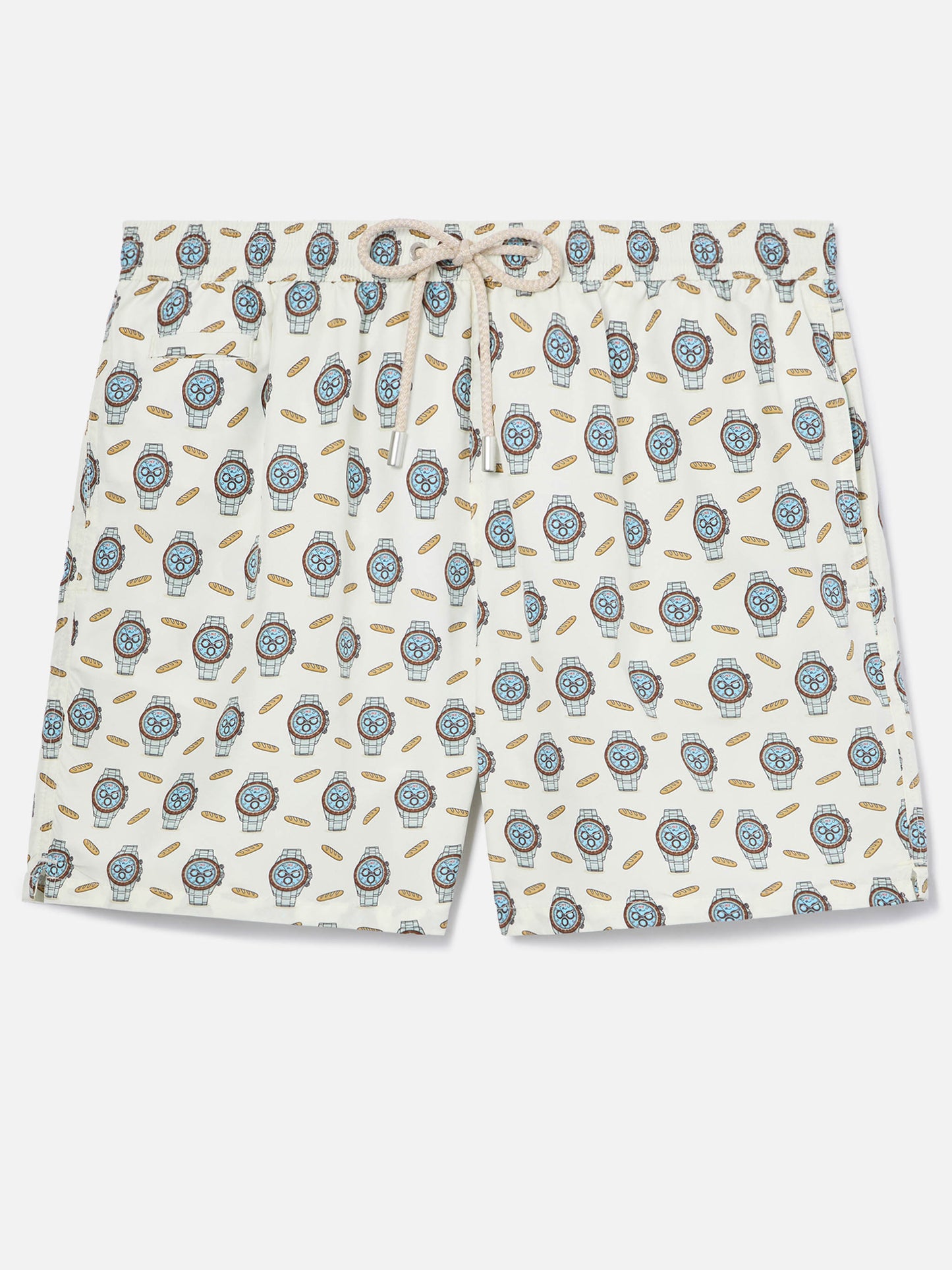 White Lighting Micro swim shorts with watches and baguettes print