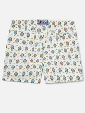 White Lighting Micro swim shorts with watches and baguettes print