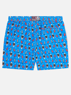 Blue Lighting Micro swim shorts with watch red cola print