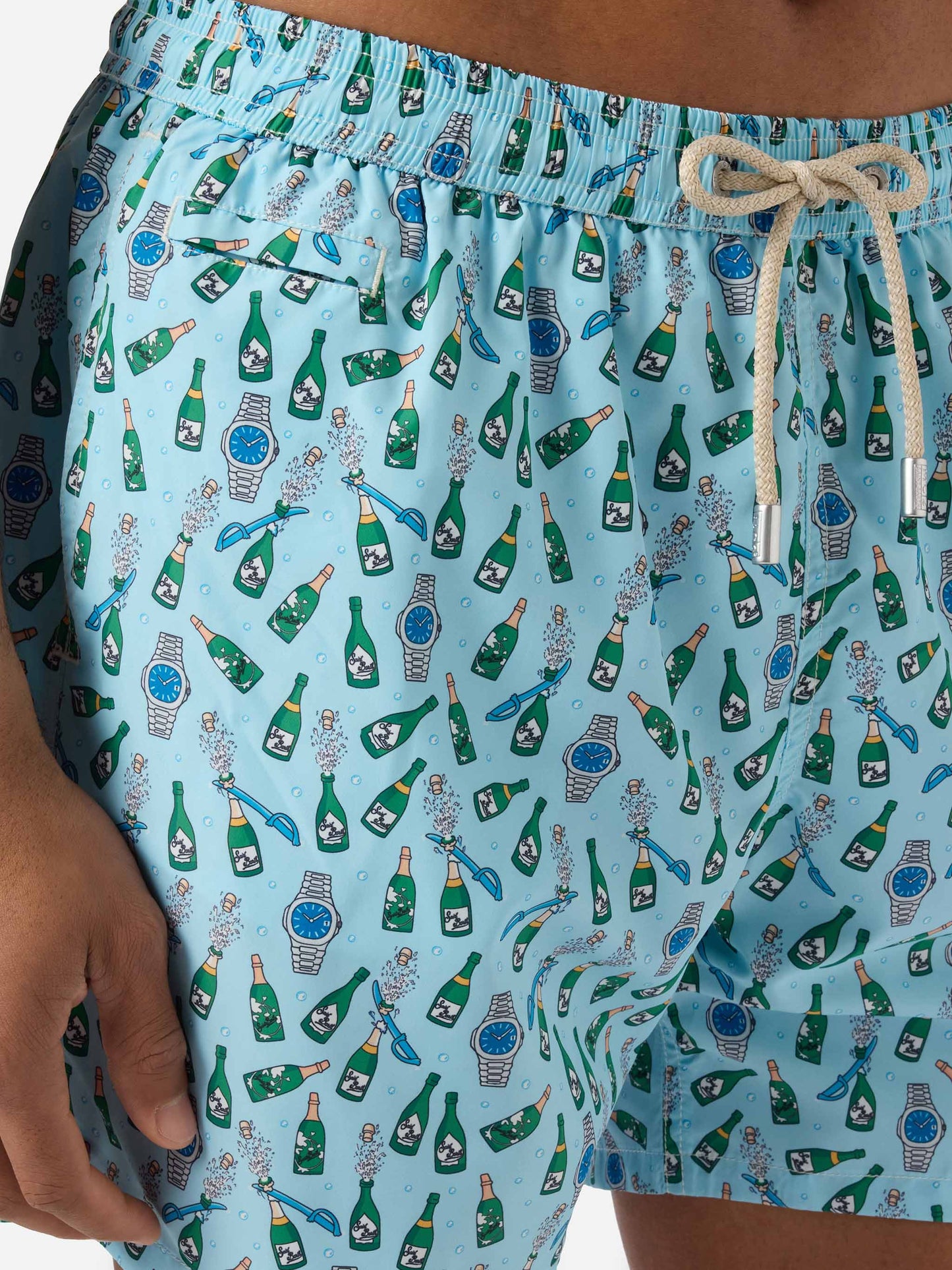 Costume mare Lighting Micro azzurro con stampa watch sabrage