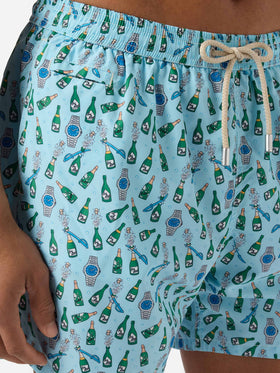 Costume mare Lighting Micro azzurro con stampa watch sabrage