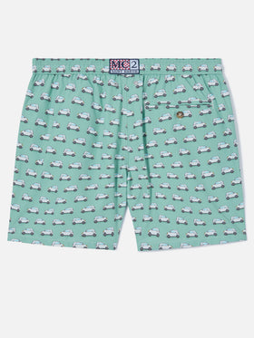 Light green Lighting Micro swim shorts with mini cars print