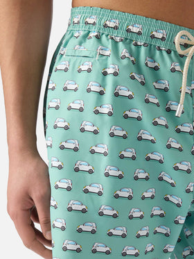 Light green Lighting Micro swim shorts with mini cars print