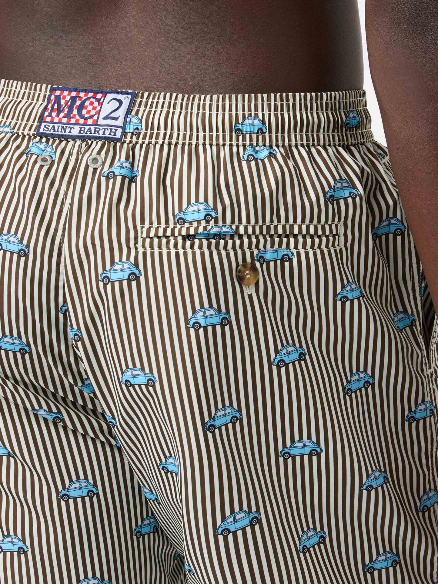 Striped Lighting Micro swim shorts with Fiat 500 print | Special edition