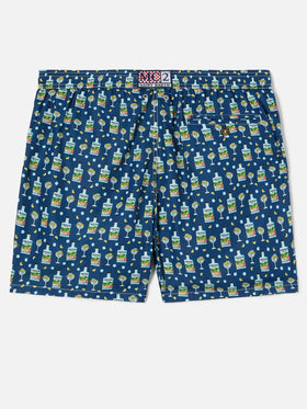 Navy Lighting Micro swim shorts with Portofino Gin print | Special Edition