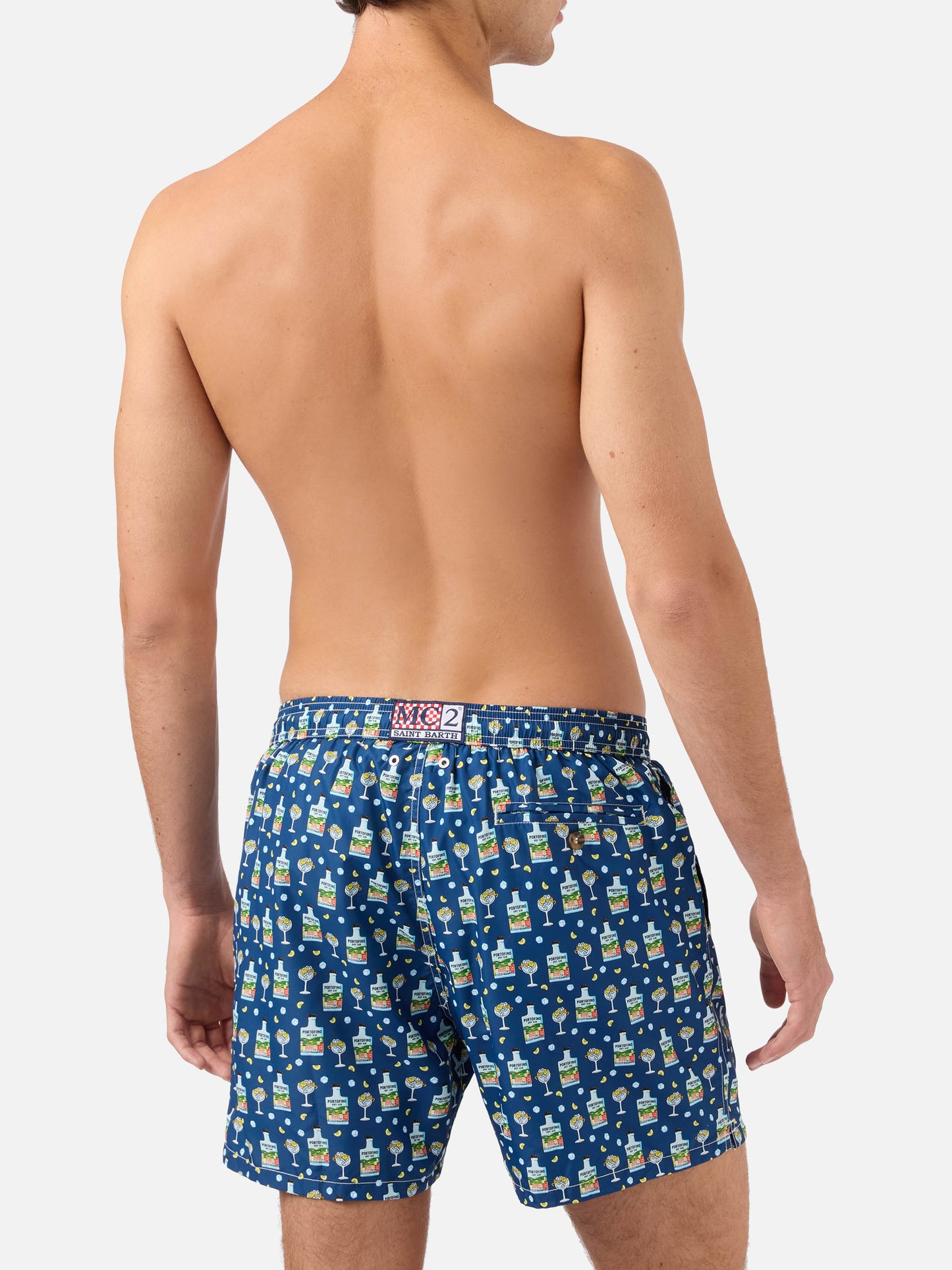 Bañador corto Micro Lighting Navy con estampado Portofino Gin | Edición Especial 