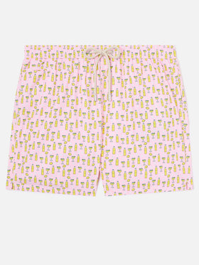 Pinkfarbene Micro-Badeshorts Lighting mit Tassoni-Cocktail-Print | Special Edition 