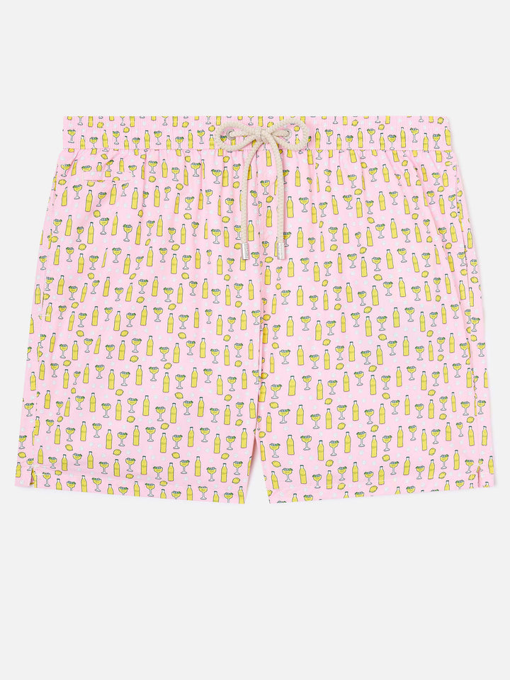 Pink Lighting Micro swim shorts with Tassoni cocktail print | Special Edition