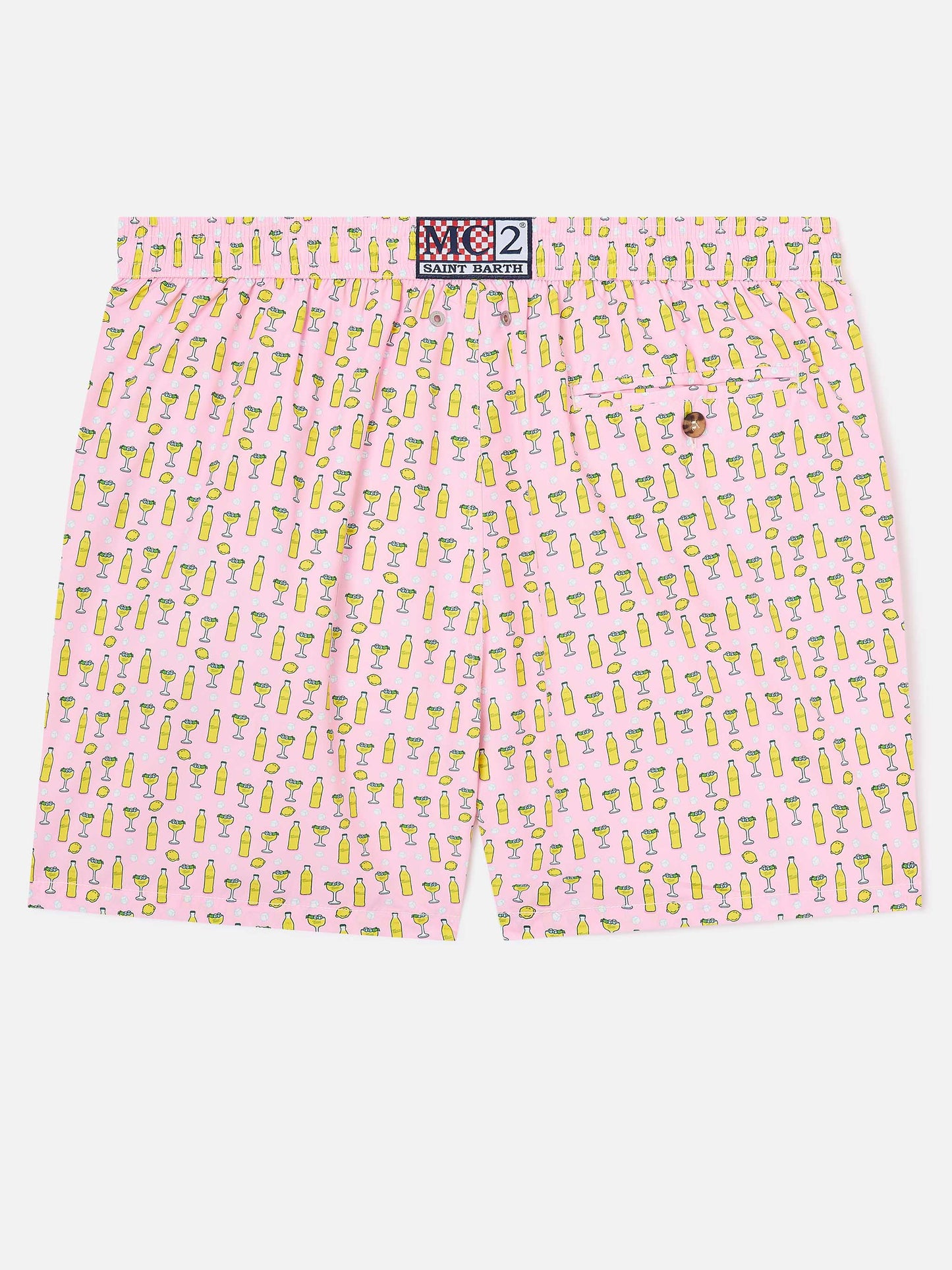 Pinkfarbene Micro-Badeshorts Lighting mit Tassoni-Cocktail-Print | Special Edition 