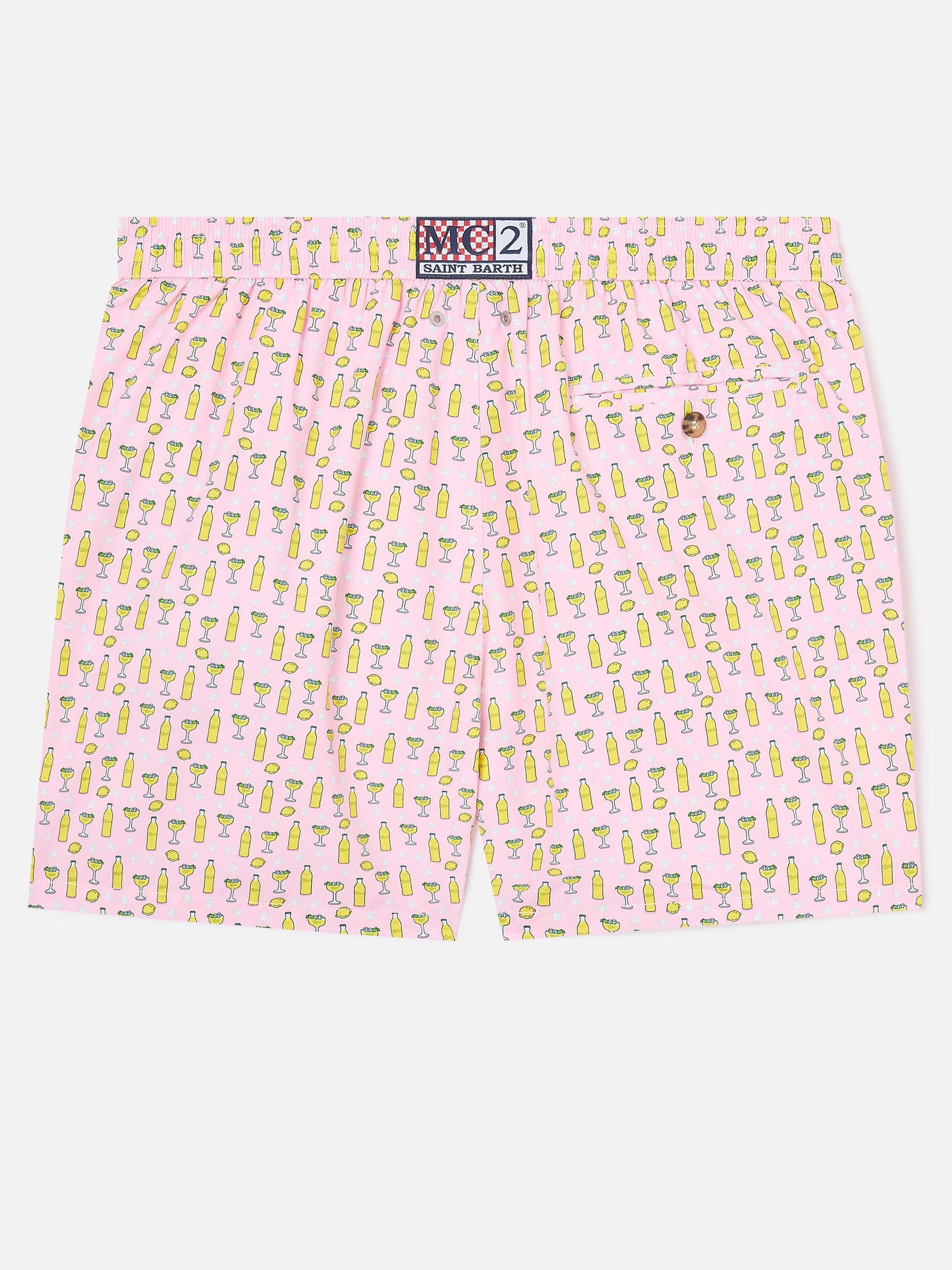 Pinkfarbene Micro-Badeshorts Lighting mit Tassoni-Cocktail-Print | Special Edition 