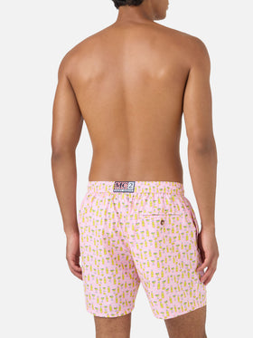 Pinkfarbene Micro-Badeshorts Lighting mit Tassoni-Cocktail-Print | Special Edition 