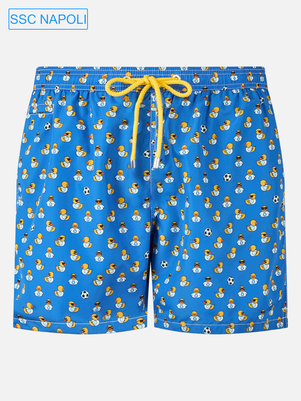 Badeshorts aus leichtem Stoff für Herren mit Ducky- und Napoli-Logo-Aufdruck | SSC NAPOLI SPECIAL EDITION