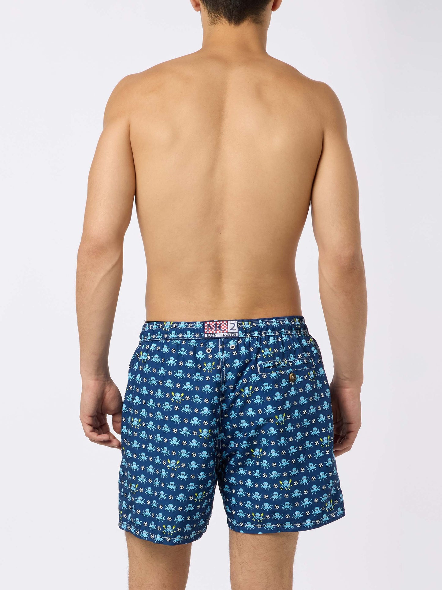 Badeshorts für Herren aus leichtem Stoff mit Tintenfisch- und Napoli-Logo-Aufdruck | SSC NAPOLI SPECIAL EDITION