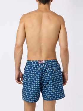 Badeshorts für Herren aus leichtem Stoff mit Tintenfisch- und Napoli-Logo-Aufdruck | SSC NAPOLI SPECIAL EDITION