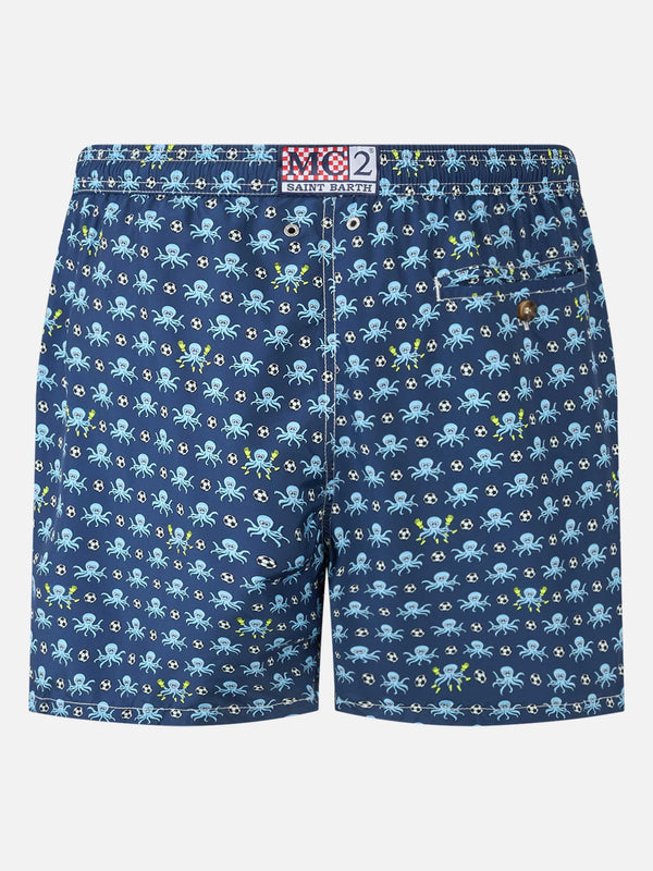 Badeshorts für Herren aus leichtem Stoff mit Tintenfisch- und Napoli-Logo-Aufdruck | SSC NAPOLI SPECIAL EDITION