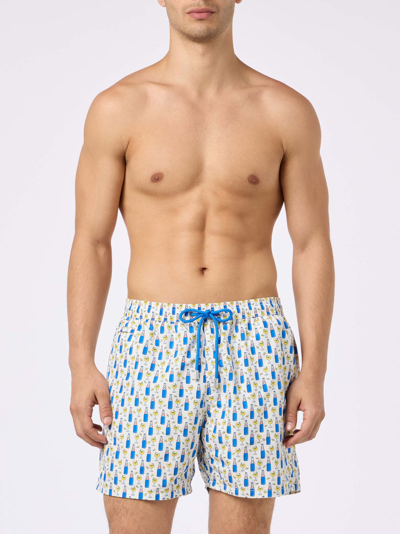 Man lightweight fabric swim shorts with Blanc 1664 print | BLANC 1664 SPECIAL EDITION