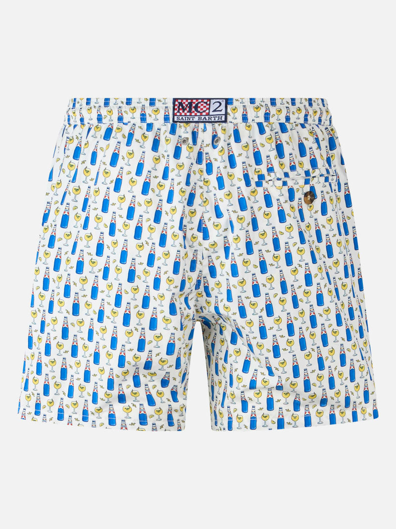 Man lightweight fabric swim shorts with Blanc 1664 print | BLANC 1664 SPECIAL EDITION