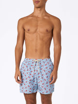 Man lightweight fabric swim-shorts Lighting Micro Fantasy with Lobster print