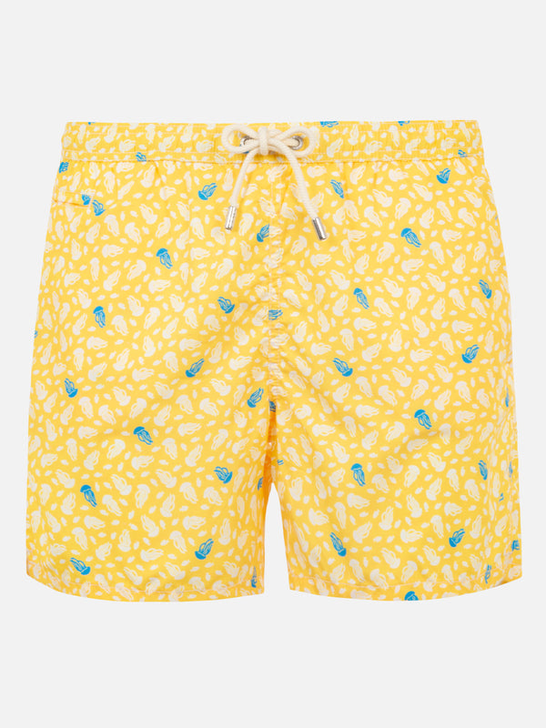 Light fabric swim shorts jellyfish print