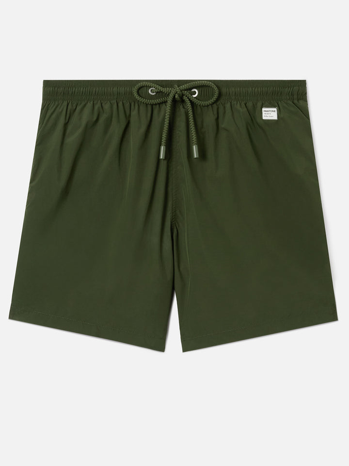 Lighting Pantone swim shorts in solid military green | Special Edition