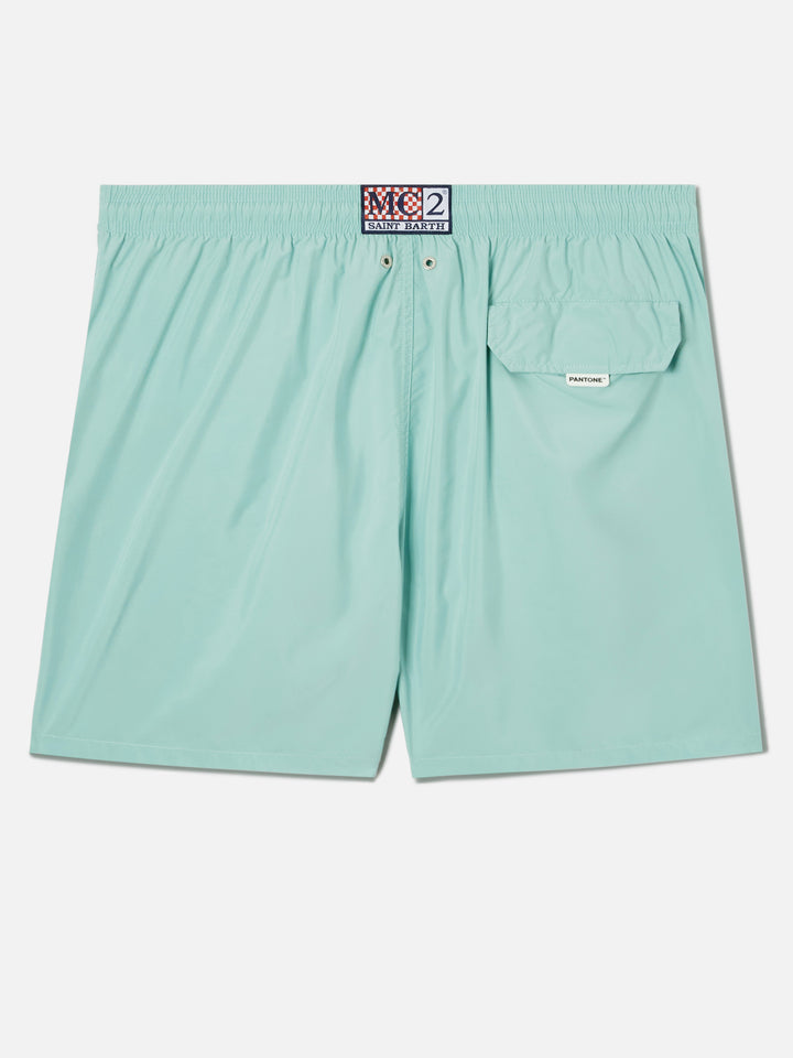 Lighting Pantone swim shorts in solid aqua green | Special Edition