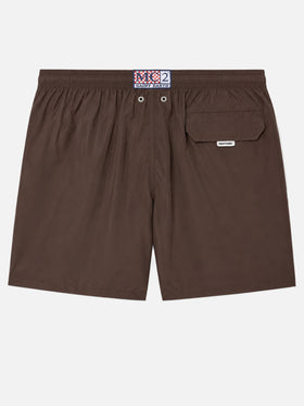 Lighting Pantone brown swim shorts in solid color | Special Edition