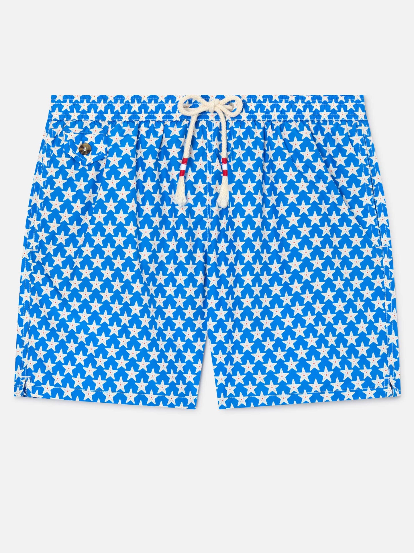 Herren-Badeshorts Lighting 70 aus leichtem Stoff mit Seesternen-Aufdruck