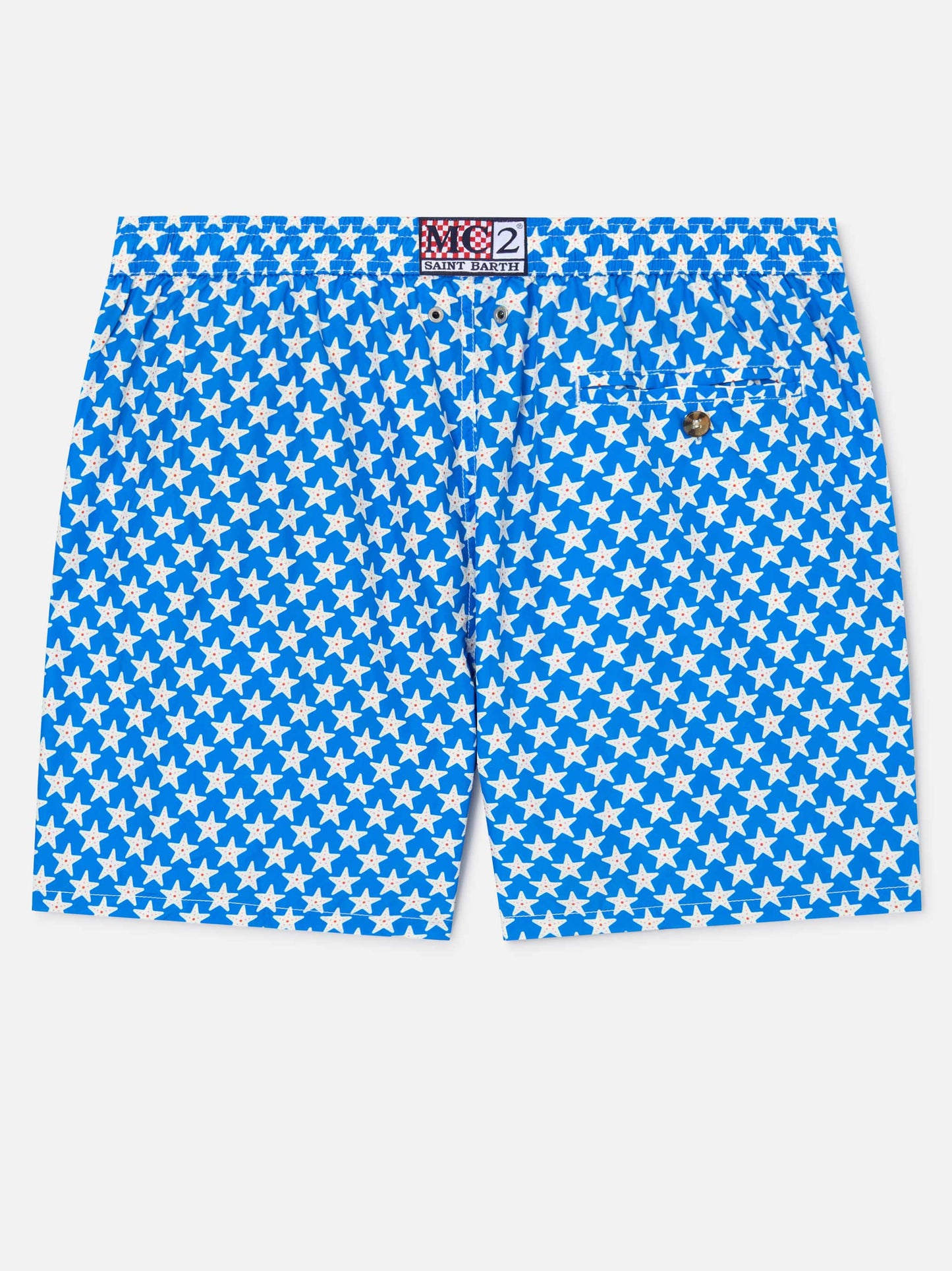Herren-Badeshorts Lighting 70 aus leichtem Stoff mit Seesternen-Aufdruck