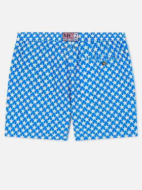 Herren-Badeshorts Lighting 70 aus leichtem Stoff mit Seesternen-Aufdruck