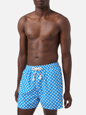 Herren-Badeshorts Lighting 70 aus leichtem Stoff mit Seesternen-Aufdruck