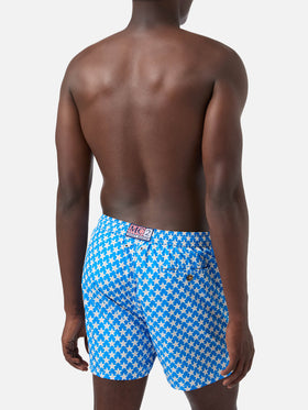 Herren-Badeshorts Lighting 70 aus leichtem Stoff mit Seesternen-Aufdruck
